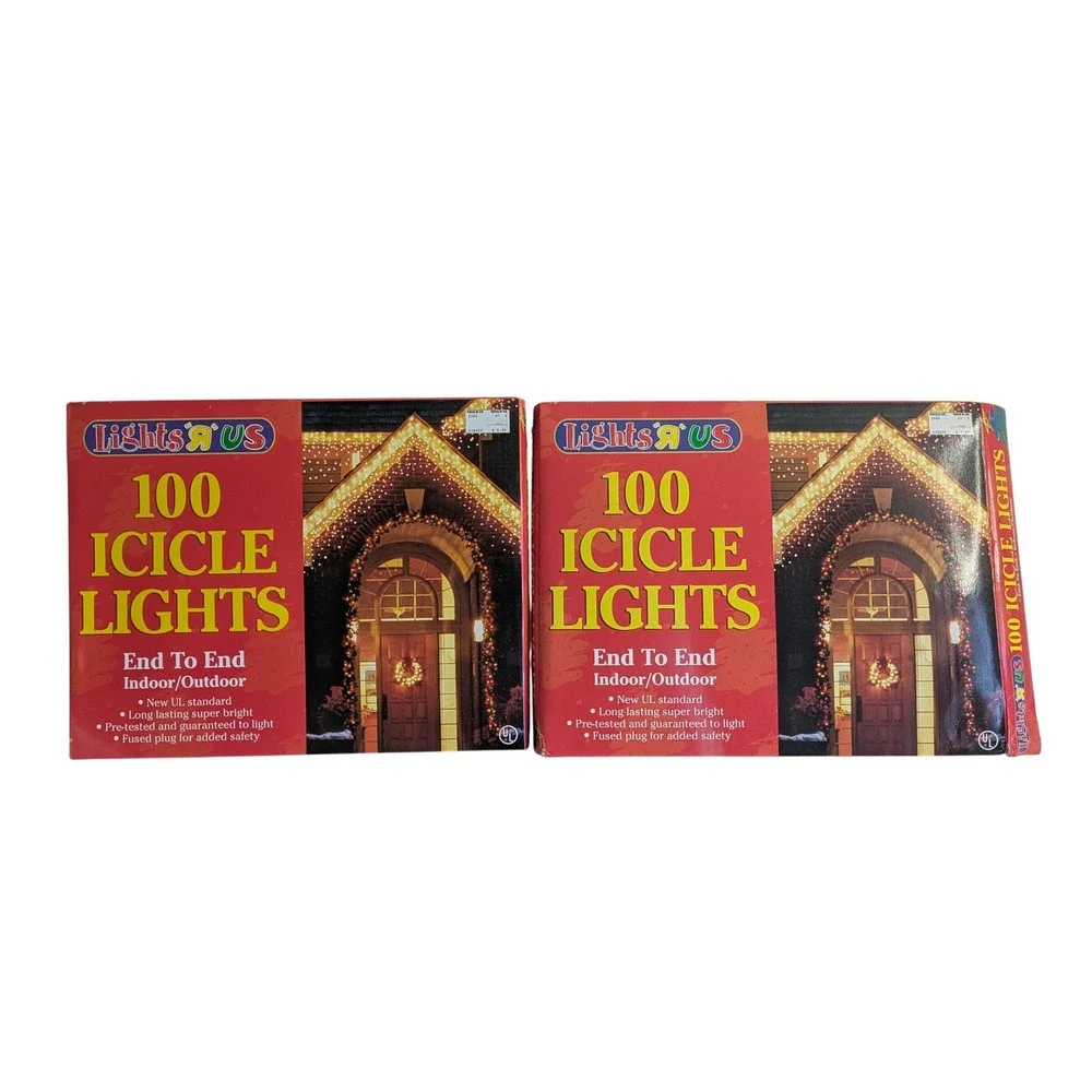 2 boxes Lights R Us 100 Icicle Lights Indoor Outdoor‎ Christmas Holiday New